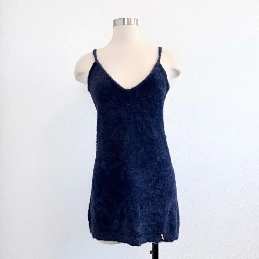 Savage X Fenty Navy Blue Fuzzy Fluff It Up Nightgown Lounge Slip Size Large